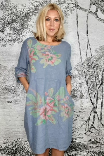 HELGA MAY_LONG SLEEVE JUNGLE DRESS BELLA ROSE PETROL _ _ Ebony Boutique NZ