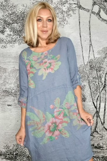 HELGA MAY_LONG SLEEVE JUNGLE DRESS BELLA ROSE PETROL _ _ Ebony Boutique NZ