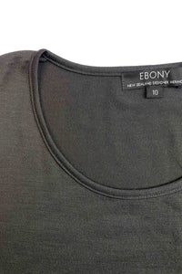 EBONY_WOMEN'S 100% MERINO WOOL (210) A-LINE SCOOP LONG SLEEVE TOP OLIVE _ _ Ebony Boutique NZ