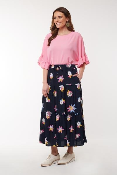 ELM_ABSTRACT FLORAL SKIRT _ _ Ebony Boutique NZ