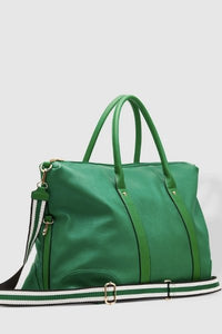 LOUENHIDE_ALEXIS WEEKENDER TRAVEL BAG GREEN STRIPE TRAP _ _ Ebony Boutique NZ