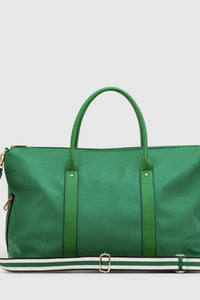 LOUENHIDE_ALEXIS WEEKENDER TRAVEL BAG GREEN STRIPE TRAP _ _ Ebony Boutique NZ