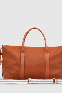 LOUENHIDE_ALEXIS WEEKENDER TRAVEL BAG TAN STRIPE STRAP _ _ Ebony Boutique NZ