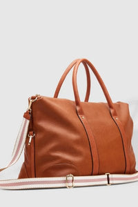 LOUENHIDE_ALEXIS WEEKENDER TRAVEL BAG TAN STRIPE STRAP _ _ Ebony Boutique NZ