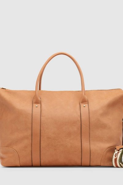 LOUENHIDE_ALEXIS WEEKENDER TRAVEL BAG CAMEL STRIPE STRAP _ _ Ebony Boutique NZ