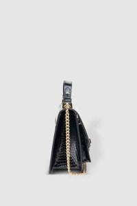LOUENHIDE_AMELIA TOP HANDLE BAG RECYCLED CROC BLACK _ _ Ebony Boutique NZ