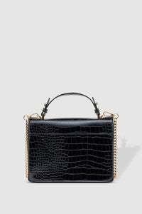 LOUENHIDE_AMELIA TOP HANDLE BAG RECYCLED CROC BLACK _ _ Ebony Boutique NZ