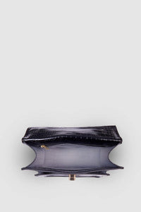 LOUENHIDE_AMELIA TOP HANDLE BAG RECYCLED CROC BLACK _ _ Ebony Boutique NZ