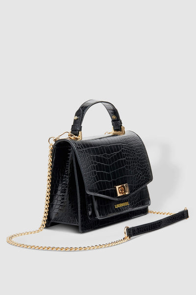 LOUENHIDE_AMELIA TOP HANDLE BAG RECYCLED CROC BLACK _ _ Ebony Boutique NZ