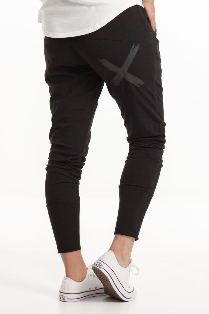 HOME-LEE_APARTMENT PANTS BLACK WITH MATTE BLACK PRINT _ _ Ebony Boutique NZ