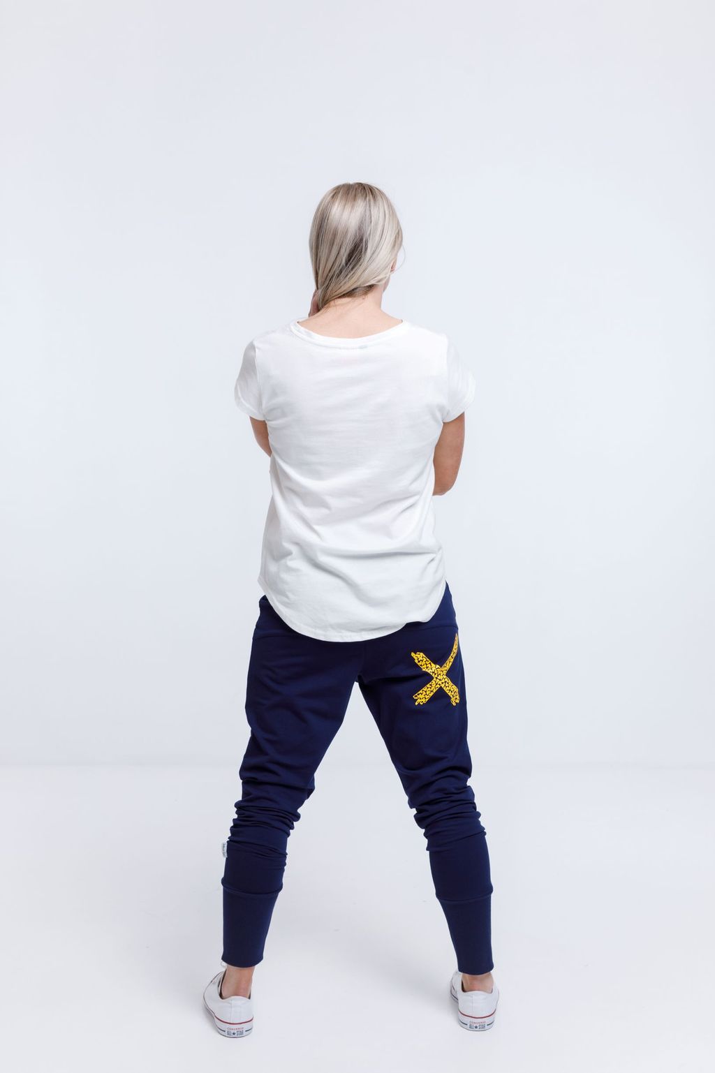 HOME-LEE_APARTMENT PANTS EVENING BLUE WITH YELLOW MINI HEART _ _ Ebony Boutique NZ