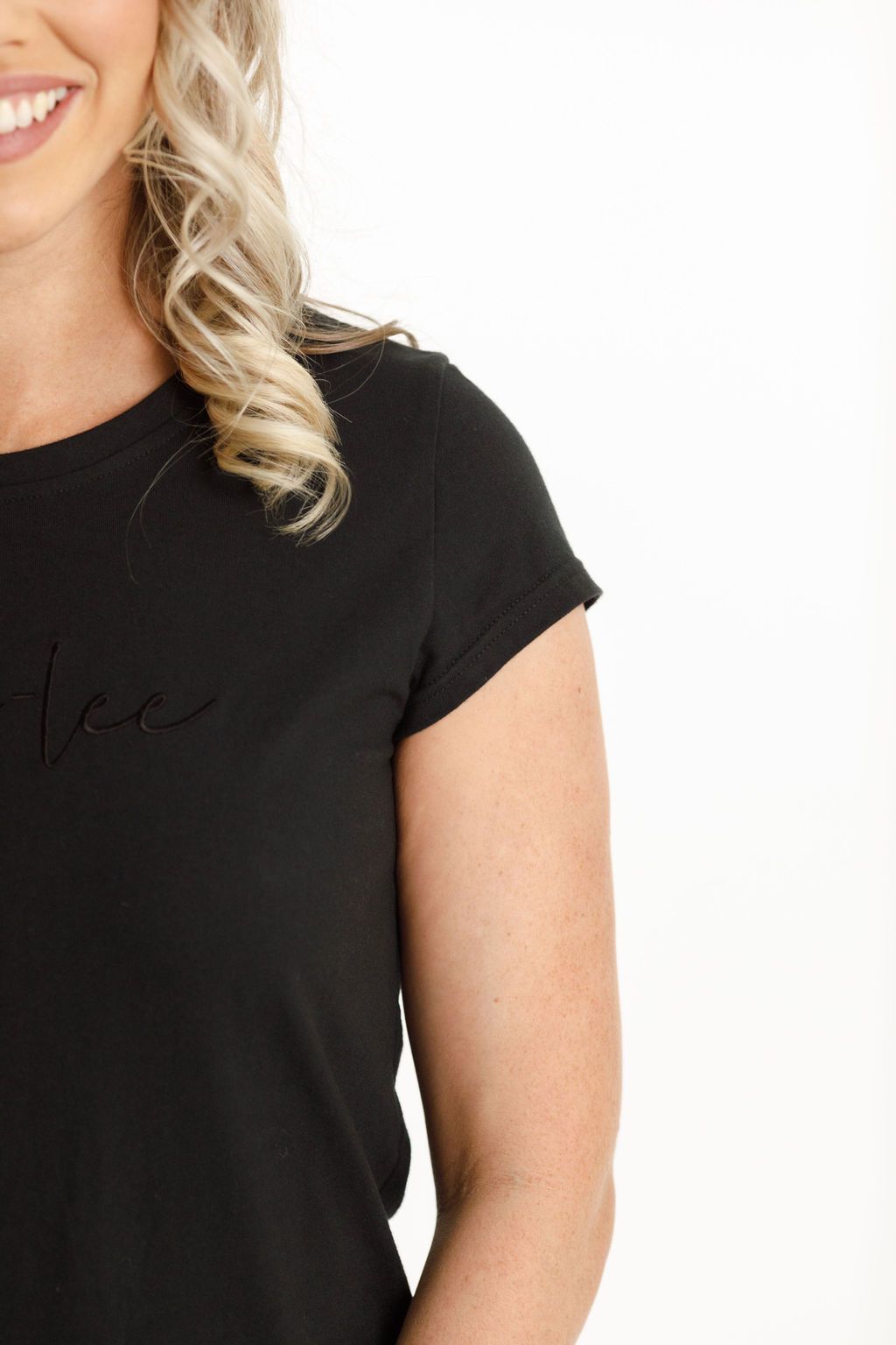 HOME-LEE_BASIC TEE BLACK WITH BLACK EMBROIDERED LOGO _ _ Ebony Boutique NZ