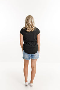 HOME-LEE_BASIC TEE BLACK WITH BLACK EMBROIDERED LOGO _ _ Ebony Boutique NZ