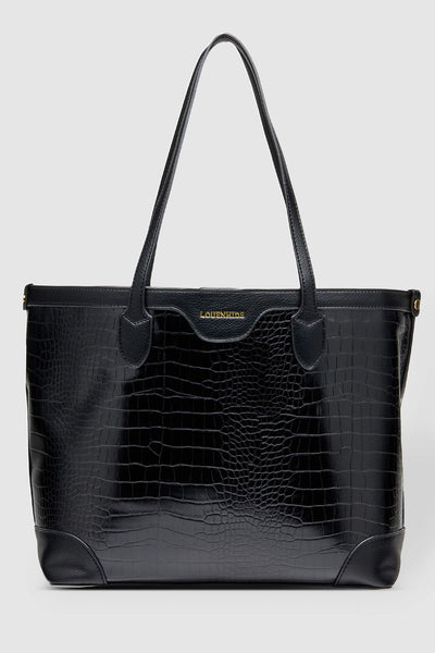 LOUENHIDE_BEAUMONT TOTE BAG RECYCLED CROC BLACK _ _ Ebony Boutique NZ