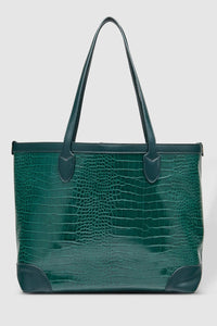 LOUENHIDE_BEAUMONT TOTE BAG RECYCLED CROC GREEN _ _ Ebony Boutique NZ