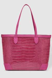 LOUENHIDE_BEAUMONT TOTE BAG RECYCLED CROC MAGENTA _ _ Ebony Boutique NZ
