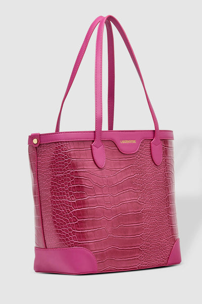 LOUENHIDE_BEAUMONT TOTE BAG RECYCLED CROC MAGENTA _ _ Ebony Boutique NZ