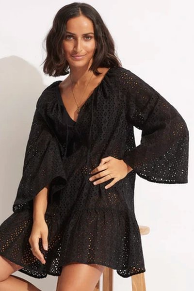 SEAFOLLY_BRODERIE ANGLAISE COVER UP _ _ Ebony Boutique NZ