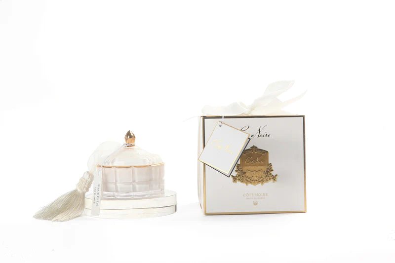 COTE NOIRE_ART DECO CANDLE SMALL WITH TASSEL JASMINE TEA WHITE _ ART DECO CANDLE SMALL WITH TASSEL JASMINE TEA WHITE _ Ebony Boutique NZ