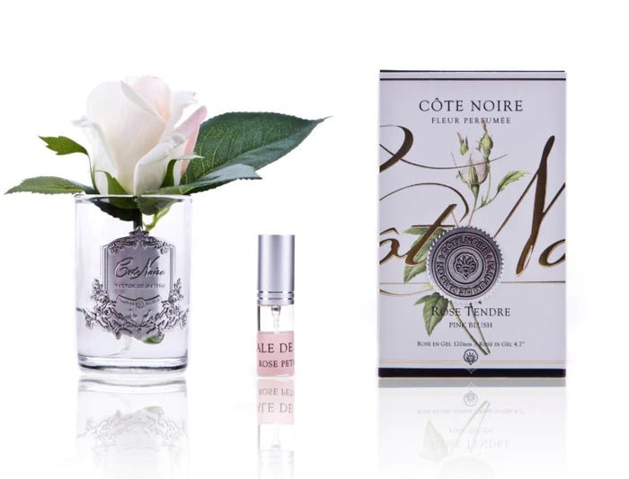 COTE NOIRE_PERFUMED NATURAL TOUCH ROSE BUD BLUSH PINK CLEAR GLASS _ PERFUMED NATURAL TOUCH ROSE BUD BLUSH PINK CLEAR GLASS _ Ebony Boutique NZ