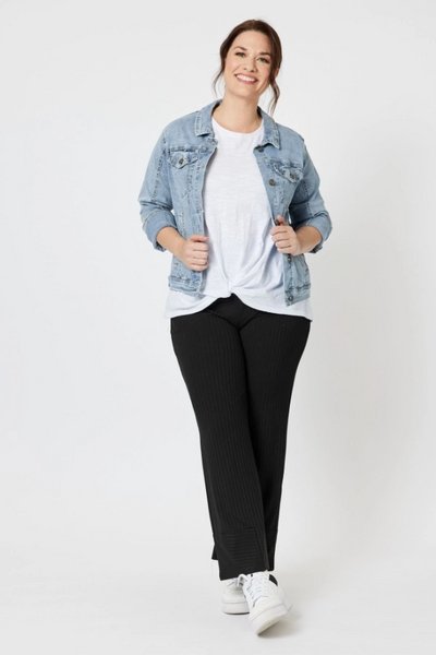 Threadz | Courtney Ribbed Pant | Black | Women's Relaxed Pants | NZ ...