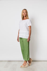 GORDON SMITH_DOUBLE FRILLED LINEN TOP _ _ Ebony Boutique NZ