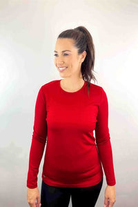 EBONY_WOMENS 100% MERINO (210) LONG SLEEVE SATIN CREW TOP RUBY EBAS503 _ EBONY_WOMENS 100% MERINO (210) LONG SLEEVE SATIN CREW TOP RUBY _ _ Ebony Boutique NZ _ Ebony Boutique NZ