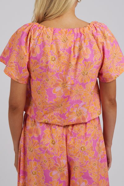 ELM_FUCHSIA FLORAL TOP _ FUCHSIA FLORAL TOP _ Ebony Boutique NZ