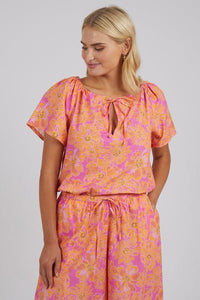 ELM_FUCHSIA FLORAL TOP _ FUCHSIA FLORAL TOP _ Ebony Boutique NZ