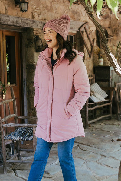 Pink puffer jacket hot sale nz