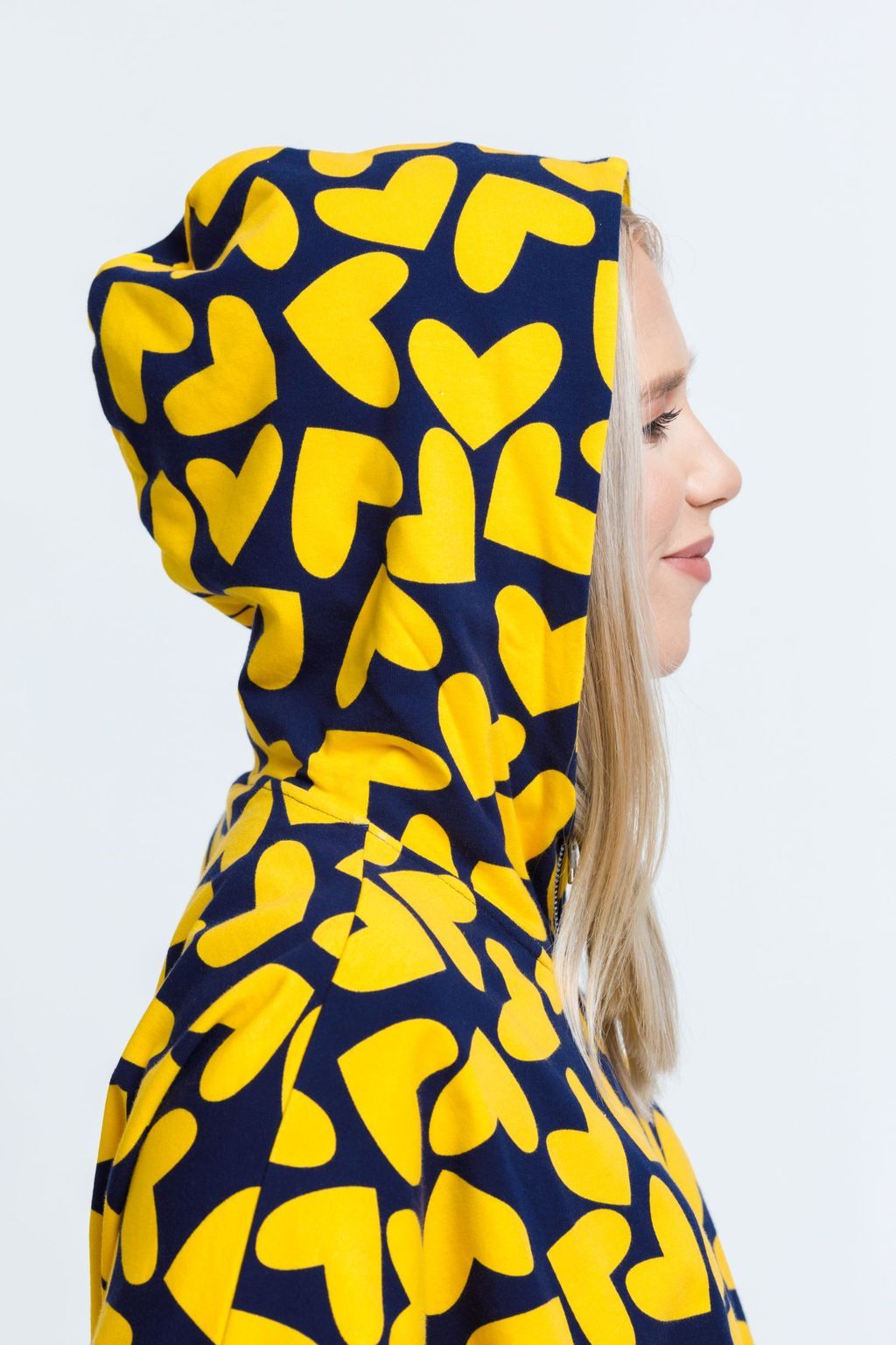 HOME-LEE_EVIE BOMBER BLUE & YELLOW HEART PRINT _ _ Ebony Boutique NZ