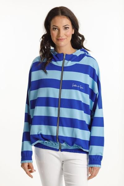 HOME-LEE_EVIE BOMBER SANTORINI STRIPES WITH EMBROIDERED SCRIPT LOGO _ _ Ebony Boutique NZ