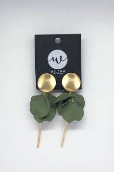 WILLOW COLLECTIVE_FLORA EARRINGS GOLD KHAKI _ _ Ebony Boutique NZ
