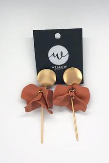 WILLOW COLLECTIVE_FLORA EARRINGS GOLD TERRACOTTA _ _ Ebony Boutique NZ