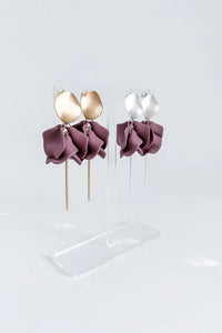 WILLOW COLLECTIVE_FLORA EARRINGS GOLD VINTAGE PLUM _ _ Ebony Boutique NZ