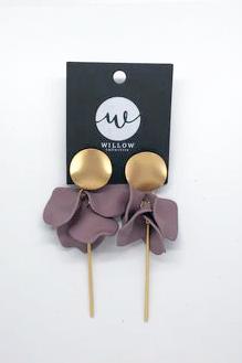 WILLOW COLLECTIVE_FLORA EARRINGS GOLD VINTAGE PLUM _ _ Ebony Boutique NZ