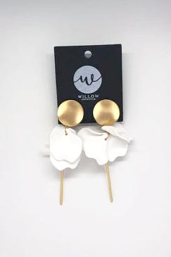 WILLOW COLLECTIVE_FLORA EARRINGS GOLD WHITE _ _ Ebony Boutique NZ