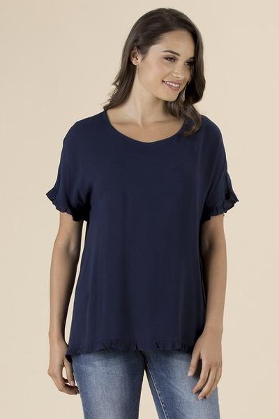 THREADZ_FRILLED HEM TOP _ _ Ebony Boutique NZ