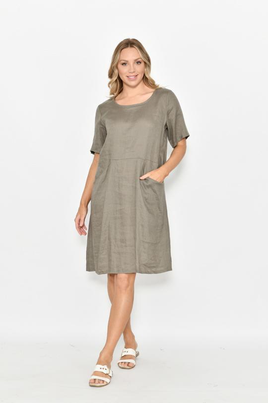 CALI & CO | LINEN DRESS WITH POCKETS SHOP ONLINE | EBONY BOUTIQUE NZ ...