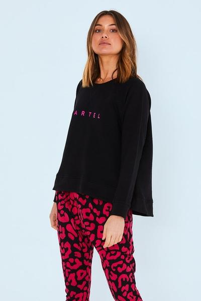 CARTEL AND WILLOW_HAVEN SWEATER BLACK/FUSCHIA _ _ Ebony Boutique NZ