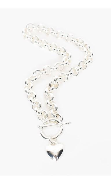ADORNE_HEART FOB ROUND LINK CHAIN NECKLACE _ _ Ebony Boutique NZ
