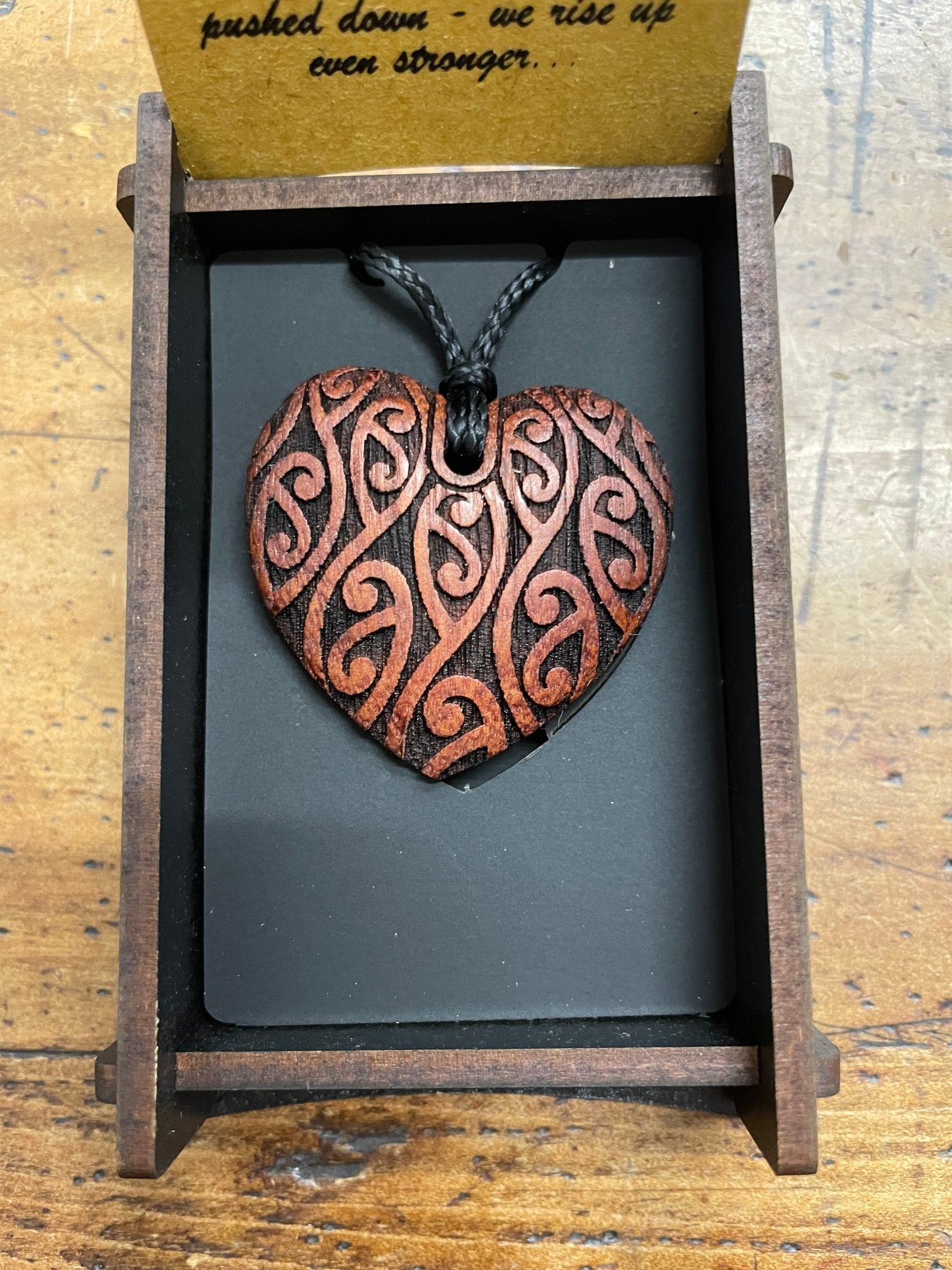 wood heart necklace – Remnant Studios