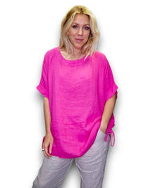 HELGA MAY_DOUBLE SIDE ROPE TOP LINEN HOT PINK _ DOUBLE SIDE ROPE TOP LINEN HOT PINK _ Ebony Boutique NZ