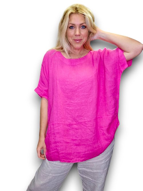 HELGA MAY_DOUBLE SIDE ROPE TOP LINEN HOT PINK _ DOUBLE SIDE ROPE TOP LINEN HOT PINK _ Ebony Boutique NZ