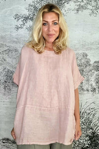 HELGA MAY_DOUBLE TIE LINEN TOP PINK _ DOUBLE TIE LINEN TOP PINK _ Ebony Boutique NZ