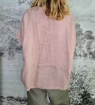 HELGA MAY_DOUBLE TIE LINEN TOP PINK _ DOUBLE TIE LINEN TOP PINK _ Ebony Boutique NZ