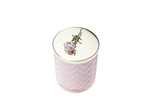 COTE NOIRE_HERRINGBONE CANDLE WITH SCARF CHARENTE ROSE PINK _ _ Ebony Boutique NZ
