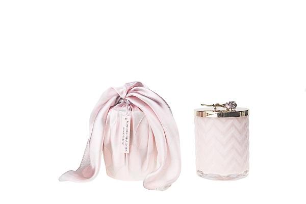 COTE NOIRE_HERRINGBONE CANDLE WITH SCARF CHARENTE ROSE PINK _ _ Ebony Boutique NZ
