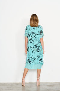 HOLMES AND FALLON_2 LAYER PRINTED DRESS WITH SLEEVES _ 2 LAYER PRINTED DRESS WITH SLEEVES _ Ebony Boutique NZ