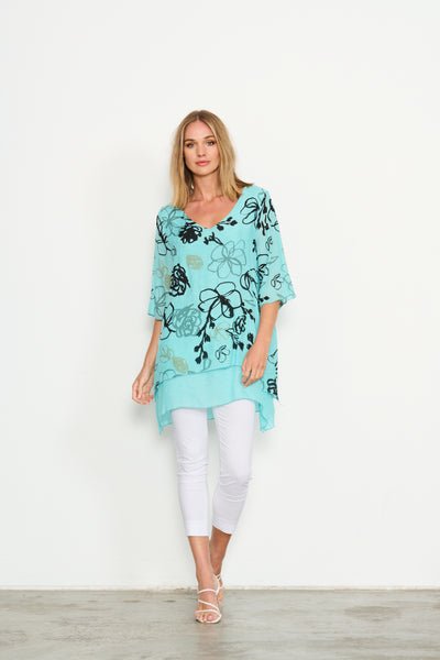 HOLMES AND FALLON_2 LAYER PRINTED TUNIC _ 2 LAYER PRINTED TUNIC _ Ebony Boutique NZ